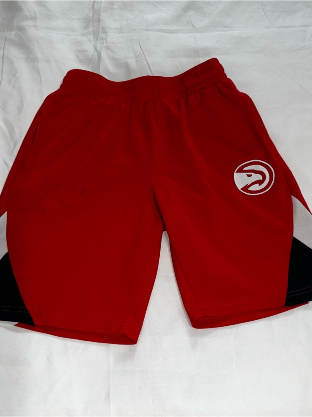 NBA Red Kids Athletic Shorts with White Hawks Logo